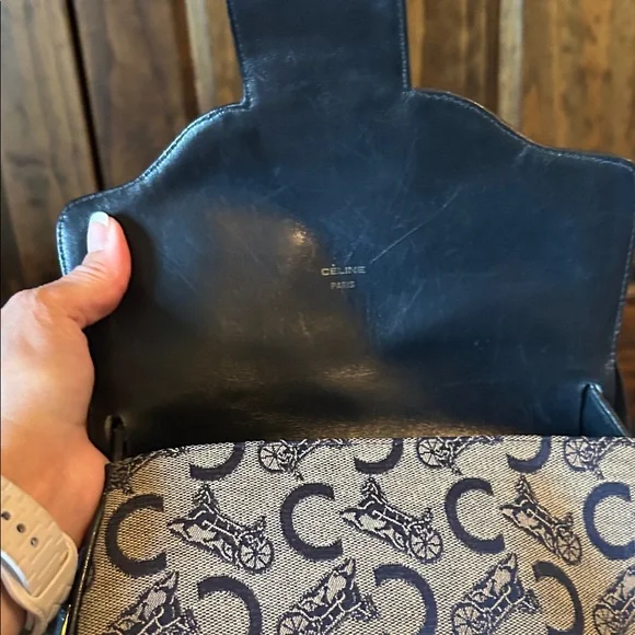 Celine Blue Monogram vintage Crossbody Gold Hardware - Picture 10 of 16